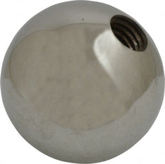 Gibraltar - 1/2-13 Thread, 1.88" Diam, Threaded Hole Ball Knob - Natural, Steel, Smooth Grip, 3/4" Hole Depth - Exact Tooling