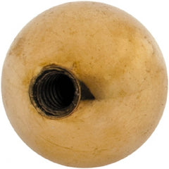 Gibraltar - 10-24 Thread, 3/4" Diam, Threaded Hole Ball Knob - Natural, Brass, Smooth Grip, 3/8" Hole Depth - Exact Tooling