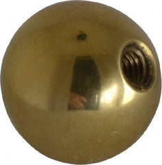 Gibraltar - 10-32 Thread, 3/4" Diam, Threaded Hole Ball Knob - Natural, Brass, Smooth Grip, 3/8" Hole Depth - Exact Tooling