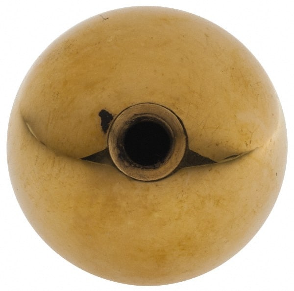 Gibraltar - 10-32 Thread, 1" Diam, Threaded Hole Ball Knob - Natural, Brass, Smooth Grip, 3/8" Hole Depth - Exact Tooling