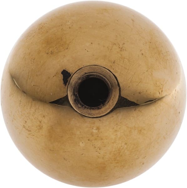 Gibraltar - 1/4-20 Thread, 1" Diam, Threaded Hole Ball Knob - Natural, Brass, Smooth Grip, 1/2" Hole Depth - Exact Tooling