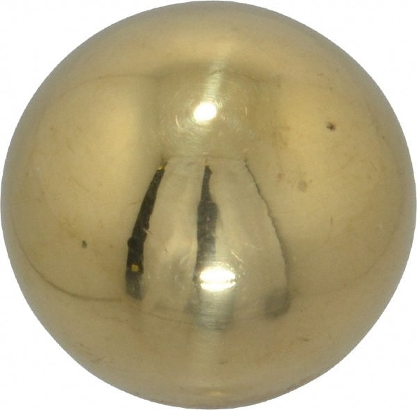 Gibraltar - 3/8-16 Thread, 1" Diam, Threaded Hole Ball Knob - Natural, Brass, Smooth Grip, 1/2" Hole Depth - Exact Tooling