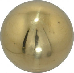 Gibraltar - 3/8-16 Thread, 1" Diam, Threaded Hole Ball Knob - Natural, Brass, Smooth Grip, 1/2" Hole Depth - Exact Tooling
