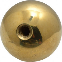 Gibraltar - 1/4-20 Thread, 1.38" Diam, Threaded Hole Ball Knob - Natural, Brass, Smooth Grip, 5/8" Hole Depth - Exact Tooling