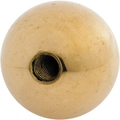 Gibraltar - 5/16-18 Thread, 1.38" Diam, Threaded Hole Ball Knob - Natural, Brass, Smooth Grip, 5/8" Hole Depth - Exact Tooling