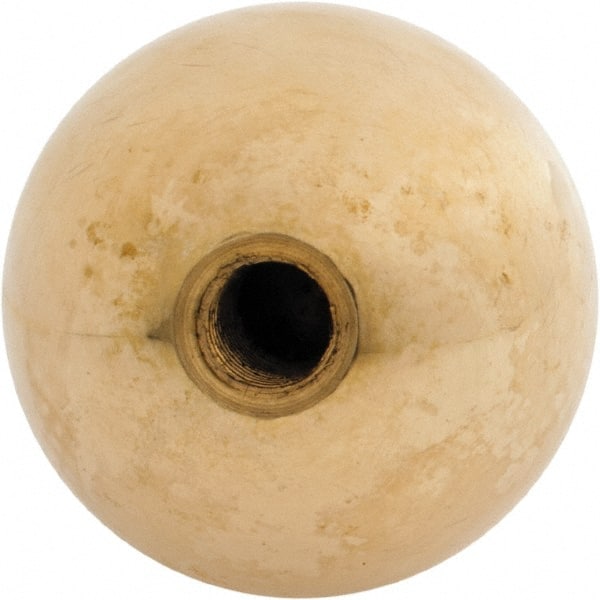 Gibraltar - 5/16-24 Thread, 1.38" Diam, Threaded Hole Ball Knob - Natural, Brass, Smooth Grip, 5/8" Hole Depth - Exact Tooling