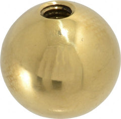 Gibraltar - 3/8-16 Thread, 1.38" Diam, Threaded Hole Ball Knob - Natural, Brass, Smooth Grip, 5/8" Hole Depth - Exact Tooling