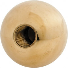 Gibraltar - 7/16-20 Thread, 1.38" Diam, Threaded Hole Ball Knob - Natural, Brass, Smooth Grip, 5/8" Hole Depth - Exact Tooling