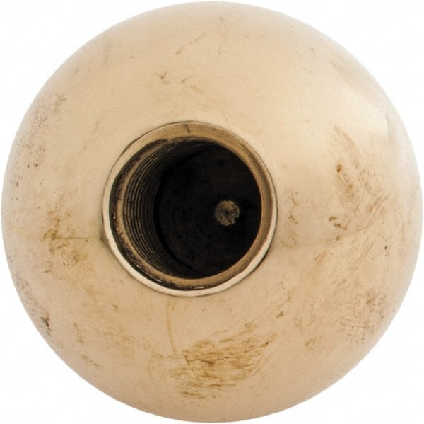 Gibraltar - 1/2-13 Thread, 1.38" Diam, Threaded Hole Ball Knob - Natural, Brass, Smooth Grip, 5/8" Hole Depth - Exact Tooling