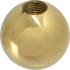 Gibraltar - 1/2-20 Thread, 1.38" Diam, Threaded Hole Ball Knob - Natural, Brass, Smooth Grip, 5/8" Hole Depth - Exact Tooling