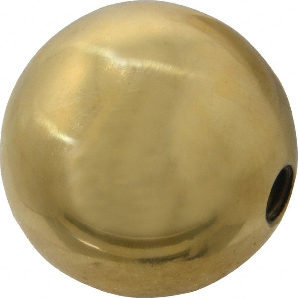 Gibraltar - 3/8-16 Thread, 1.88" Diam, Threaded Hole Ball Knob - Natural, Brass, Smooth Grip, 3/4" Hole Depth - Exact Tooling