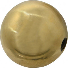 Gibraltar - 3/8-16 Thread, 1.88" Diam, Threaded Hole Ball Knob - Natural, Brass, Smooth Grip, 3/4" Hole Depth - Exact Tooling