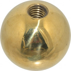 Gibraltar - 1/2-13 Thread, 1.88" Diam, Threaded Hole Ball Knob - Natural, Brass, Smooth Grip, 3/4" Hole Depth - Exact Tooling