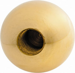 Gibraltar - 5/8-18 Thread, 1.88" Diam, Threaded Hole Ball Knob - Natural, Brass, Smooth Grip, 3/4" Hole Depth - Exact Tooling