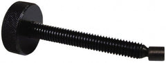 Gibraltar - 3/8-16 Knurled Shoulderless Swivel Pad Tip Steel Thumb Screw - 2-15/16" OAL, 1-1/4" Head Diam x 7/16" Head Height, Black Oxide Finish - Exact Tooling