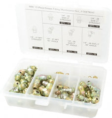 PRO-LUBE - 95 Piece, Inch, Box Plastic Steel Grease Fitting Set - Exact Tooling