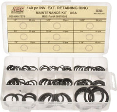 Made in USA - 140 Piece, 1/2 to 1-1/4", SpRing Assortment Steel, Snap External Retaining Ring Assortment - Includes Compartmented Case - Exact Tooling