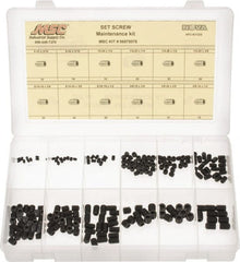 Value Collection - 200 Piece, #6-32 to 3/8-24, Steel Set Screw Assortment - Hex Head, Hex Socket Drive, 3/16 to 3/8" Long - Exact Tooling
