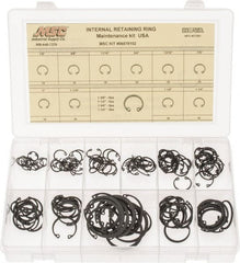 Made in USA - 150 Piece, 1/2 to 1-3/4", SpRing Assortment Steel, Snap Internal Retaining Ring Assortment - Includes Compartmented Case - Exact Tooling