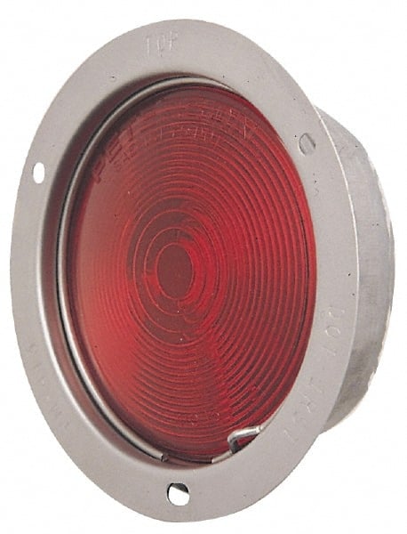 Peterson - 4-1/2" Diam, Red Lens & Reflector - Steel, 12 Volt - Exact Tooling