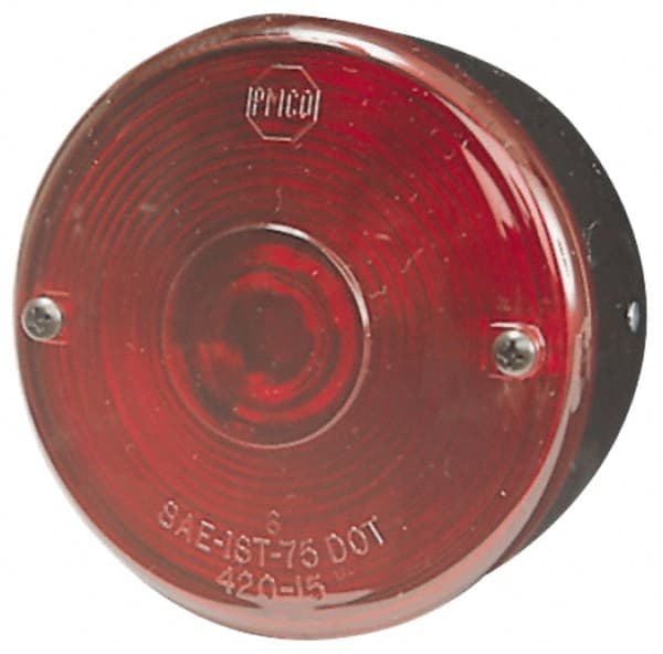 Peterson - 3-3/4" Diam, Red Lens & Reflector - Plastic, 12 Volt - Exact Tooling
