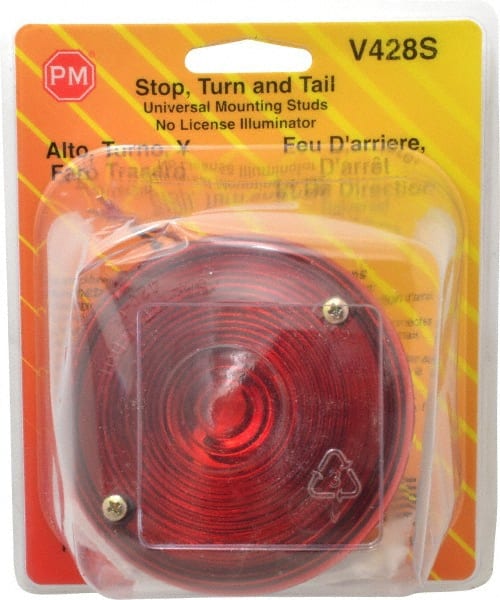 Peterson - 3-3/4" Diam, Red Lens & Reflector - Plastic, 12 Volt - Exact Tooling