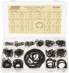 Made in USA - 337 Piece, 3/8 to 3", SpRing Assortment Steel, Snap Internal Retaining Ring Assortment - Includes Compartmented Case - Exact Tooling