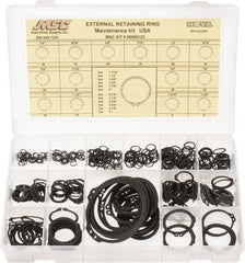 Made in USA - 444 Piece, 1/4 to 3", SpRing Assortment Steel, Snap External Retaining Ring Assortment - Includes Compartmented Case - Exact Tooling