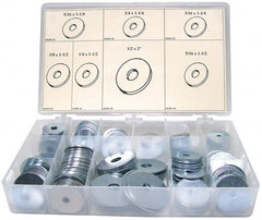 Value Collection - 255 Piece, 5/16 to 1/2" Screw, Steel Fender Washer Assortment - Includes 3/16 to 1/2" Screw & Compartmented Storage Case - Exact Tooling