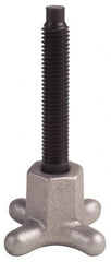 Gibraltar - 3/8-16 Lobed Shoulder Dog Point Tip Grade 12L14 Steel Thumb Screw - 4" OAL, 2" Head Diam x 1" Head Height, Black Oxide Finish - Exact Tooling