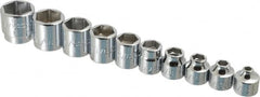 Proto - 10 Piece 3/8" Drive Standard Socket Set - 6 Points, 3/16 to 3/4", Inch Measurement Standard - Exact Tooling