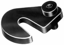 Made in USA - 25/32" Slot ID, 1-3/4" Slot to Bolt Hole Length, 1/2" Thick, Case Hardened Steel Swing C Washer - 5/8" Bolt Hole to Small End Radius, 1-1/4" Slot to Large End Radius, 1/2" Bolt Hole ID, 3/8" Shoulder Bolt, Black Oxide Finish - Exact Tooling