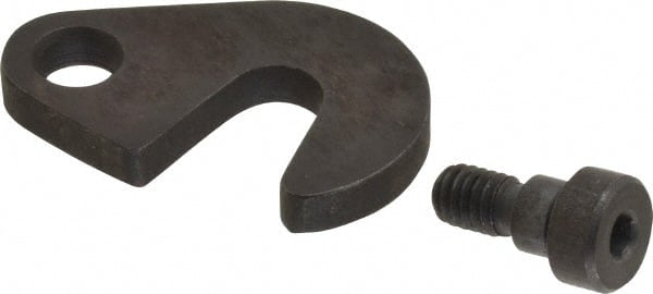 Made in USA - 13/32" Slot ID, 1" Slot to Bolt Hole Length, 1/4" Thick, Case Hardened Steel Swing C Washer - 3/8" Bolt Hole to Small End Radius, 3/4" Slot to Large End Radius, 3/8" Bolt Hole ID, 5/16" Shoulder Bolt, Black Oxide Finish - Exact Tooling