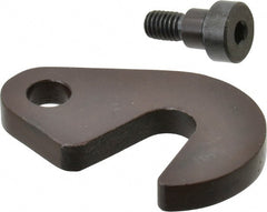 Made in USA - 21/32" Slot ID, 1-1/2" Slot to Bolt Hole Length, 3/8" Thick, Case Hardened Steel Swing C Washer - 9/16" Bolt Hole to Small End Radius, 1-1/8" Slot to Large End Radius, 1/2" Bolt Hole ID, 3/8" Shoulder Bolt, Black Oxide Finish - Exact Tooling