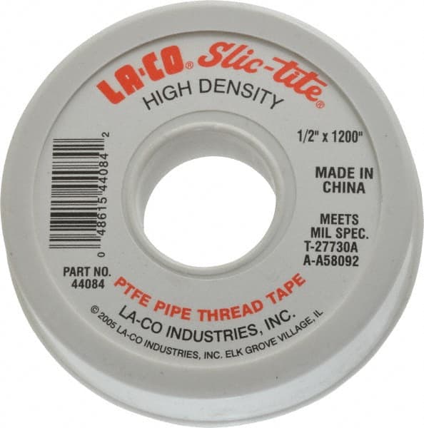 LA-CO - 1/2" Wide x 1,200" Long General Purpose Pipe Repair Tape - 3 mil Thick, -450 to 550°F, White - Exact Tooling