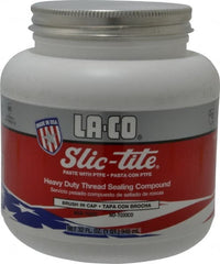 LA-CO - 1 Qt Brush Top Can White Thread Sealant - Paste with PTFE, 500°F Max Working Temp, For Metal, PVC, CPVC & ABS Plastic Pipe Threads - Exact Tooling