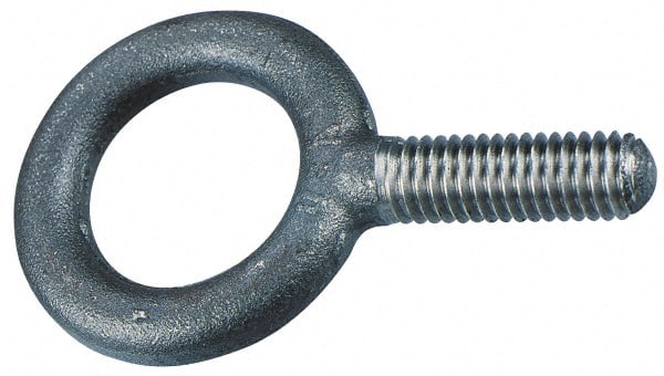 Gibraltar - 9,370 Lb Capacity, Stainless Steel, 1-8 Thread, Fixed Lifting Eye Bolt - Fully Threaded, 2-1/2" Shank, 2-1/2" Thread Length, No Shoulder - Exact Tooling
