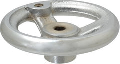 Gibraltar - 4", 3 Spoke Offset Handwheel - 0.622" Bore Diam, 1-1/8" Hub, Cast Iron, Chrome Plated Finish - Exact Tooling