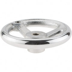 Gibraltar - 5", 3 Spoke Offset Handwheel - 0.622" Bore Diam, 1-1/4" Hub, Cast Iron, Chrome Plated Finish - Exact Tooling