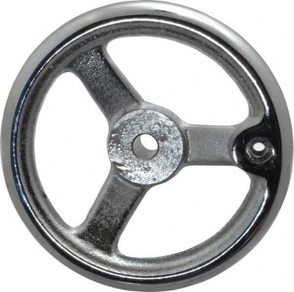 Gibraltar - 6", 3 Spoke Offset Handwheel - 1-3/8" Hub, Cast Iron, Chrome Plated Finish - Exact Tooling