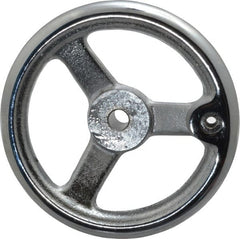 Gibraltar - 6", 3 Spoke Offset Handwheel - 1-3/8" Hub, Cast Iron, Chrome Plated Finish - Exact Tooling