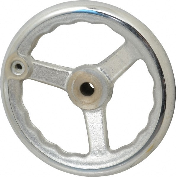 Gibraltar - 8", 3 Spoke Offset Handwheel - 0.622" Bore Diam, 1-21/32" Hub, Cast Iron, Chrome Plated Finish - Exact Tooling