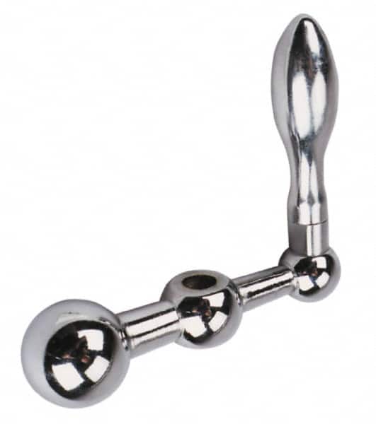 Gibraltar - 11/16" Hub Diam x 11/16" Hub Height Revolving Crank Handle - 3/8" Reamed Bore, 1-1/4" Knob Diam, 3-1/2" High, 4" Center to Center, Steel - Exact Tooling