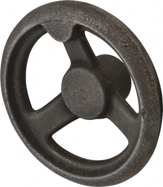 Gibraltar - 5", 3 Spoke Offset Handwheel - 1.3" Hub, Cast Iron, Plain Finish - Exact Tooling