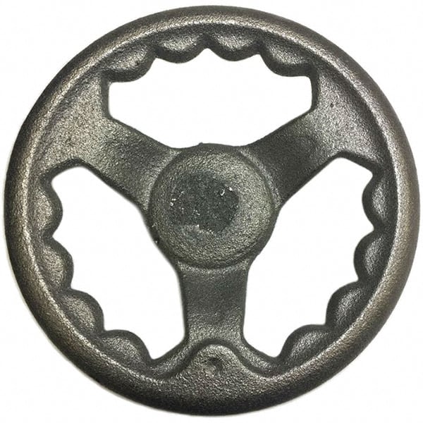 Gibraltar - 6", 3 Spoke Offset Handwheel - 1.4" Hub, Cast Iron, Plain Finish - Exact Tooling