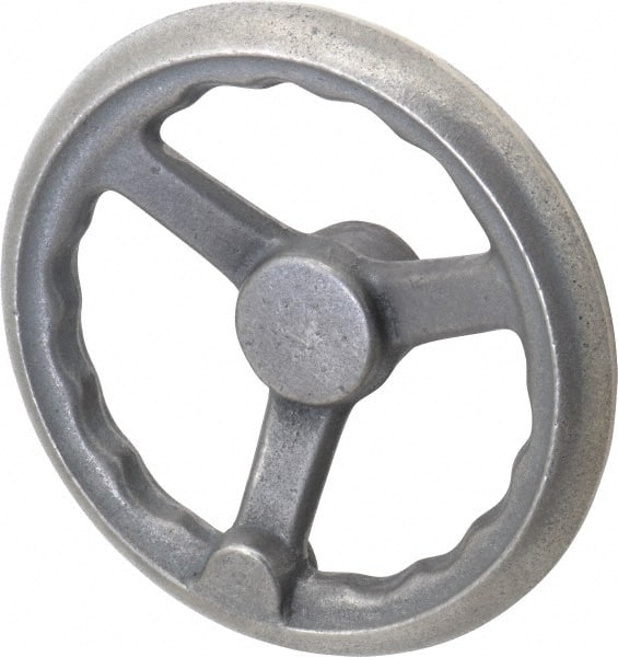 Gibraltar - 8", 3 Spoke Offset Handwheel - 2.44" Hub, Cast Iron, Plain Finish - Exact Tooling