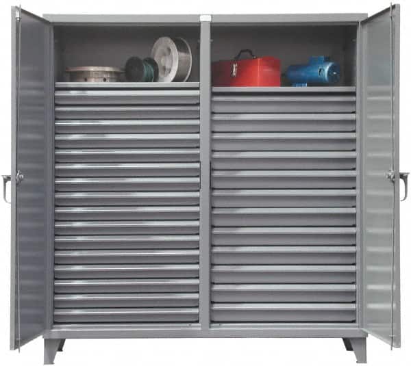 Strong Hold - 10 Bin Locking Storage Cabinet - Steel, 28" Wide x 20" Deep x 40" High, Dark Gray - Exact Tooling