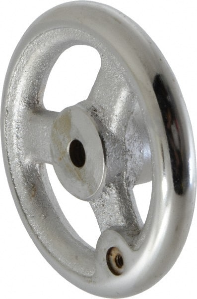 Gibraltar - 4", 3 Spoke Straight Handwheel - 1.2" Hub, Cast Iron, Chrome Plated Finish - Exact Tooling