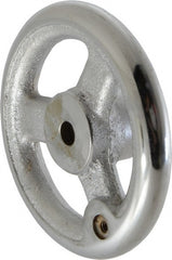 Gibraltar - 4", 3 Spoke Straight Handwheel - 1.2" Hub, Cast Iron, Chrome Plated Finish - Exact Tooling