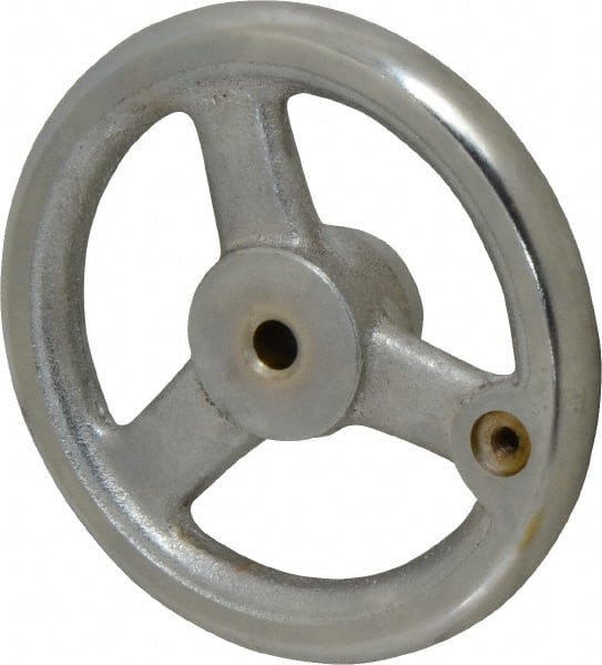 Gibraltar - 5", 3 Spoke Straight Handwheel - 1.4" Hub, Cast Iron, Chrome Plated Finish - Exact Tooling